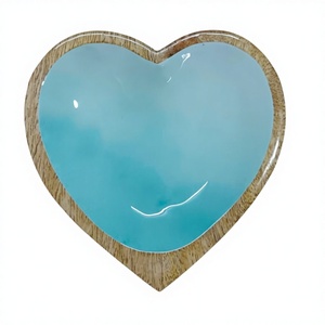 Checkered Hand-crafted Mango Wood Enamelled Heart Bowl Home & Kitchen Custom print Eco-friendly Tabletop Kitchen <b>Dinnerware</b> <b>sets</b> - Product Image 5