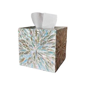 Boîte à mouchoirs en MDF blanc de haute qualité, design floral moderne carré, finition marbre de luxe, personnalisable pour les hôtels, les tables - Product Image 6