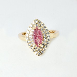 RAY FINE ORNATES <b>Ruby</b> CZ Marquise IGI Certified 22K Gold Plated Adjustable Kundan Polki Ethnic Anniversary <b>Ring</b> Unisex Wholesale - Product Image 1