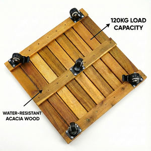 Soporte Rodante Cuadrado de Lujo para Plantas de Madera de Acacia con Ruedas de 360°, Ecológico y Duradero, Capacidad de 120 kg, para Uso en Hogar, Hotel y Jardín - Product Image 5