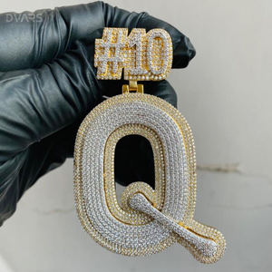 Joyería de Lujo Hip Hop Chapada en Oro para Hombre, Colgante Personalizado con Letra, Plata de Ley 925, Moissanita VVS, Número, Nombre, Inicial, Logotipo - Product Image 4