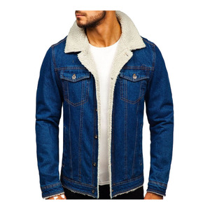 <b>Men's</b> 100% Cotton Sherpa <b>Jacket</b> <b>Shearling</b> Collar Thick Warm Winter Outerwear Casual Trucker Coat Wholesale Manufacturer Supplier - Product Image 1