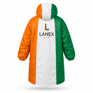 Chaqueta Parka Larga con Capucha y Forro Polar, Impermeable y Cortavientos, con la Bandera de Irlanda, Personalizada OEM, para Cambiarse en la Playa o al Aire Libre - Product Image 3