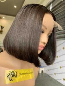 Vente en gros Perruque Bob de l'usine du Vietnam 300g 10 "Perruque Bone Straight Blunt Cut avec Kim K Closure 2x6 Super Double Drawn Quality - Product Image 4