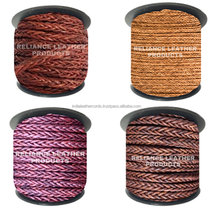 Cordones de cuero cuadrados trenzados de 8 capas marrón claro antiguo, tamaños personalizados, colores para pulseras DIY, componentes de hallazgos de joyería - Product Image 6