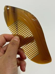 Handmade Eco-Friendly Carved Buffalo Horn Leaf Shape Comb Natural <b>Massage</b> Detangling <b>Hair</b> <b>Brush</b> with Modern Design - Product Image 6