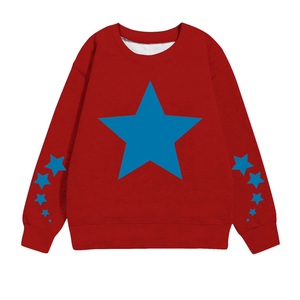 Sudadera de cuello redondo informal de manga larga de punto polar para niños con estampado de estrellas, diseño de manga regular, ropa de otoño e invierno - Product Image 3