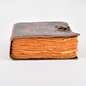 Premium A5 Handmade Paper <b>Notebook</b> Vintage Cat Moon Design Cardboard Cover 100 Pages Eco Friendly <b>Diary</b> with Metal Lock Closure - Product Image 2