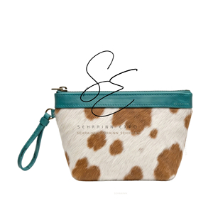 Genuine Leather Hair On Hide <b>Wristlet</b> Clutch Mini Handmade Western Zipper Pouch Unisex Travel Pouch for small essentials - Product Image 1