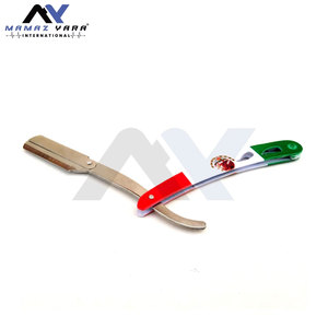 Professional Barber Straight Cut Throat Razor with Mexican Flag Handle <b>Swing</b> Lock Stainless Steel Shaving Razor for Classic Wet - Product Image 5