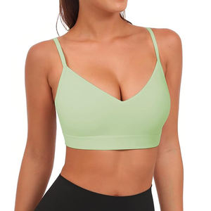 Soutien-gorge de sport dos nageur pour femme, avec découpe en forme de clé, sans couture, rembourré, maintien élevé, respirant, séchage rapide, dos croisé, compression, pour la gym - Product Image 2
