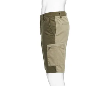 Shorts Cargo Décontractés Homme Grande Taille avec Logo Personnalisé, Taille Mi-Haute, Fermeture Boutonnée, Couleur Unie, en Tissu Denim et Toile Tissée Lavée, Longueur Bermuda - Product Image 2
