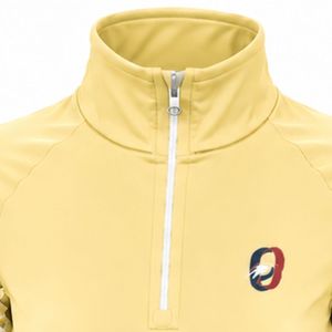 Camiseta deportiva beige de manga larga con cremallera de un cuarto y paneles florales en las mangas para mujer - Product Image 3
