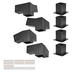 Kit Pergola con Staffa Inclinata a 3 Vie 4x4 Pollici per Travi in Legno 3.5x3.5 Pollici, Staffa in Acciaio al Carbonio Dimensioni Reali con Viti per Uso in Cortile - Product Image 1