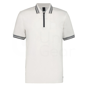 Polo de Manga Corta Blanco para Hombre, Tejido de Algodón, Color Sólido, Casual, Transpirable, Corte Regular - Product Image 6