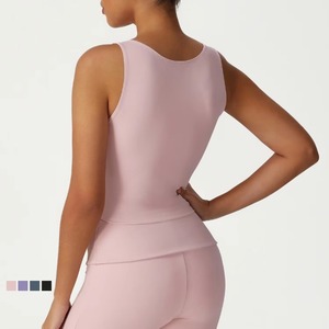 Women Sleeveless Built-in Bra O-Neck Racerback Padded Knitted Breathable Anti-Pilling Casual Eco-Friendly <b>Viscose</b> Tank <b>Top</b> - Product Image 2