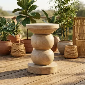 Modern Solid Wood <b>Side</b> <b>Table</b> Sculptural Round Accent End <b>Table</b> Minimalist Bedroom Living Room Furniture Contemporary Home Decor - Product Image 5