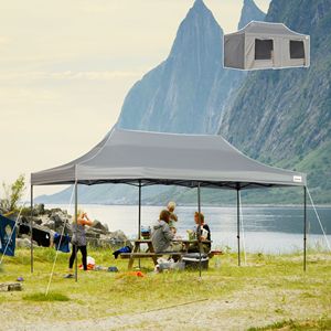 Tendone Istantaneo Pop-up 3x6m con Pareti Laterali e Porte, Borsa con Ruote per il Trasporto, Altezza Regolabile per Feste - Product Image 2