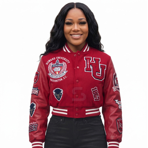 Womens wholesale Authentic Wool with Leather saleeve Varsity Jackets Premium Quality <b>Quilted</b> Lining Varsity Jackets lady crops - Product Image 6