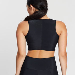 Soutien-gorge de sport noir torsadé à col montant, haut de yoga et de fitness sans coutures pour femme - Product Image 2