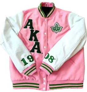 Chaqueta Varsity Personalizada para Mujer, Sudadera con Mangas de Lana, Logotipo Bordado, Chenilla Verde, Impermeable, Transpirable, para Invierno y Primavera - Product Image 1