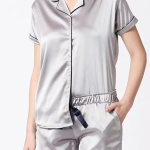 Ropa de dormir para mujer, conjunto de 2 piezas, ropa de noche de seda, color y talla personalizados, pijama de satén, traje de noche para mujer, precio al por mayor. - Product Image 6