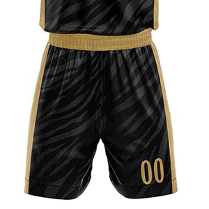 Ensemble d'uniformes de basketball personnalisés noir et or, maillot et short sublimés, 100% polyester, séchage rapide, coupe athlétique unisexe pour adultes - Product Image 5