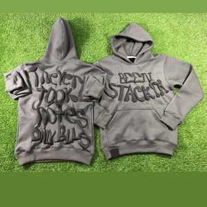 เสื้อฮู้ดลายกรีฑาผู้ชายเสื้อมีฮู้ดตัวยาวพิมพ์ลายพัฟน้ำหนัก420 GSM 3D - Product Image 2