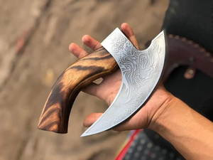 Hache à pizza de style Viking, lame en acier inoxydable faite à la main, coupe-légumes multi-lames, manche en bois de rose, hache de qualité industrielle DIY OEM - Product Image 3