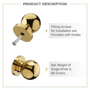 Poignée de tiroir ronde en laiton doré de qualité supérieure, bouton de meuble décoratif, poignée de porte, ensemble de 2 tirettes en laiton - Product Image 2