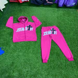 En gros, Survêtement deux pièces pour hommes en coton épais, comprenant un sweat à capuche personnalisé imprimé uni style streetwear et un pantalon de jogging de sport - Product Image 6