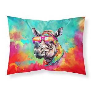 Nouveau léger Super doux Hippie œuvre décorative Animal rhinocéros Standard taie d'oreiller facile à entretenir housse de coussin - Product Image 1