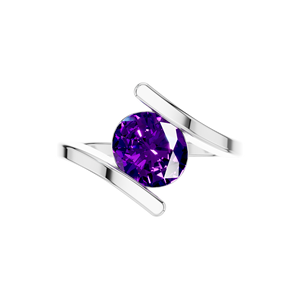 Élégante bague de fiançailles en améthyste cultivée en laboratoire de 1 carat en or blanc massif 925 en argent sterling coupe ovale mariage classique certifié IGI - Product Image 1