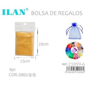 Set di 4 Sacchetti Regalo in Organza Ilan 15x20cm Oro - Product Image 3