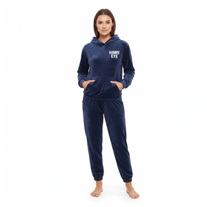 Conjunto de Sudadera con Capucha y Pantalones Deportivos de Terciopelo Personalizado para Mujer, Venta al por Mayor, Corte Regular, Bolsillo Tipo Canguro, Dos Piezas, Ropa de Invierno - Product Image 1