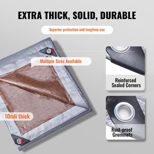 16x20 ft Waterproof Plastic Poly <b>Tarp</b> Cover 10 Mil Multi-Purpose Tear Resistant UV & Temperature Resistant Outdoor Tarpaulin WIT - Product Image 3