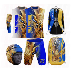 Uniformes de football américain 7v7 personnalisables pour adultes, sans manches, respirants, antibactériens, grandes tailles, sacs, manchons de bras, casque - Product Image 3