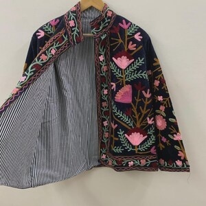 Designer Velvet Suzani <b>Jacket</b> Hand Embroidered Bohemian <b>Hippie</b> Ethnic Coat Trendy Winter Outerwear - Product Image 2