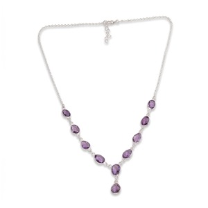 Moku Jewellery Natural Amethyst Necklace 925 Sterling Silver Multi Stone Handmade February Birthstone Statement Jewelry <b>Gift</b> - Product Image 1