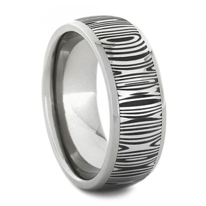 Handmade Steel Jewelry Damascus <b>Rings</b> Brushed Texture Surface Damascus <b>Rings</b> Elegant Matching Band Damascus <b>Rings</b> - Product Image 2