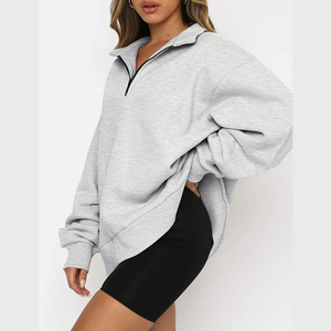 Nouvelle Arrivée - Vente Chaude : Sweats à Capuche Demi-Zip pour Femme, Coupe Oversize, Unies, Décontractées, Chaudes et Coupe-Vent, Haute Qualité, Hiver, Vente en Gros - Product Image 3