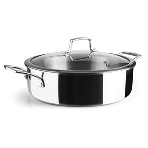 TriChef Teglia Bassa con Coperchio 3 Qt in Acciaio Inossidabile, Pentola da Forno Sicura per Cuocere e Arrostire - Product Image 1