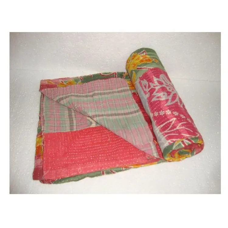 Bambino Vintage Kantha Quilt Reversibile Indiano Vecchio Coperta di Cotone Biancheria Da Letto di Tiro libero di trasporto Della Boemia Copriletto