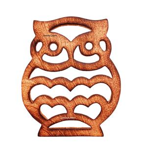 Sous-verre décoratif en bois de hibou sculpté à la main, tapis de boisson rustiques faits à la main pour la maison, la cuisine, le bureau et la décoration de cadeaux - Product Image 1