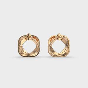 IGI Certified Lab Grown Diamond Interlocking Loop Stud Earrings 14K Yellow / White / Rose Gold Twisted Circle Designer Earrings - Product Image 4