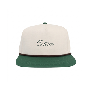High Quality Vintage Canvas Two Tone Camp <b>Cap</b> with Rope Custom Logo Snapback Hat Structured <b>Flat</b> Brim Made in Vietnam - Product Image 5