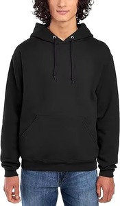 Sweat-shirt à capuche noir pour homme, coupe classique, couleur unie, 100% coton tricoté, vêtement décontracté pour l'automne - Product Image 2