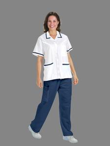 Ensembles d'uniformes médicaux tricotés personnalisés avec logo pour la vente en gros - Blouses longues en tissu extensible pour usage hospitalier - Product Image 4