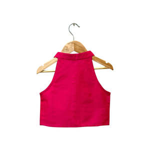 Ensemble Dhoti en Chanderi uni pour filles, haut rose sans manches, tenue indienne élégante pour fêtes et occasions décontractées, polyester/coton - Product Image 3