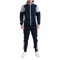 Survêtement d'hiver personnalisé pour homme en Spandex/Polyester, veste à capuche zippée et pantalon de jogging, taille élastique, matière respirante, poids moyen